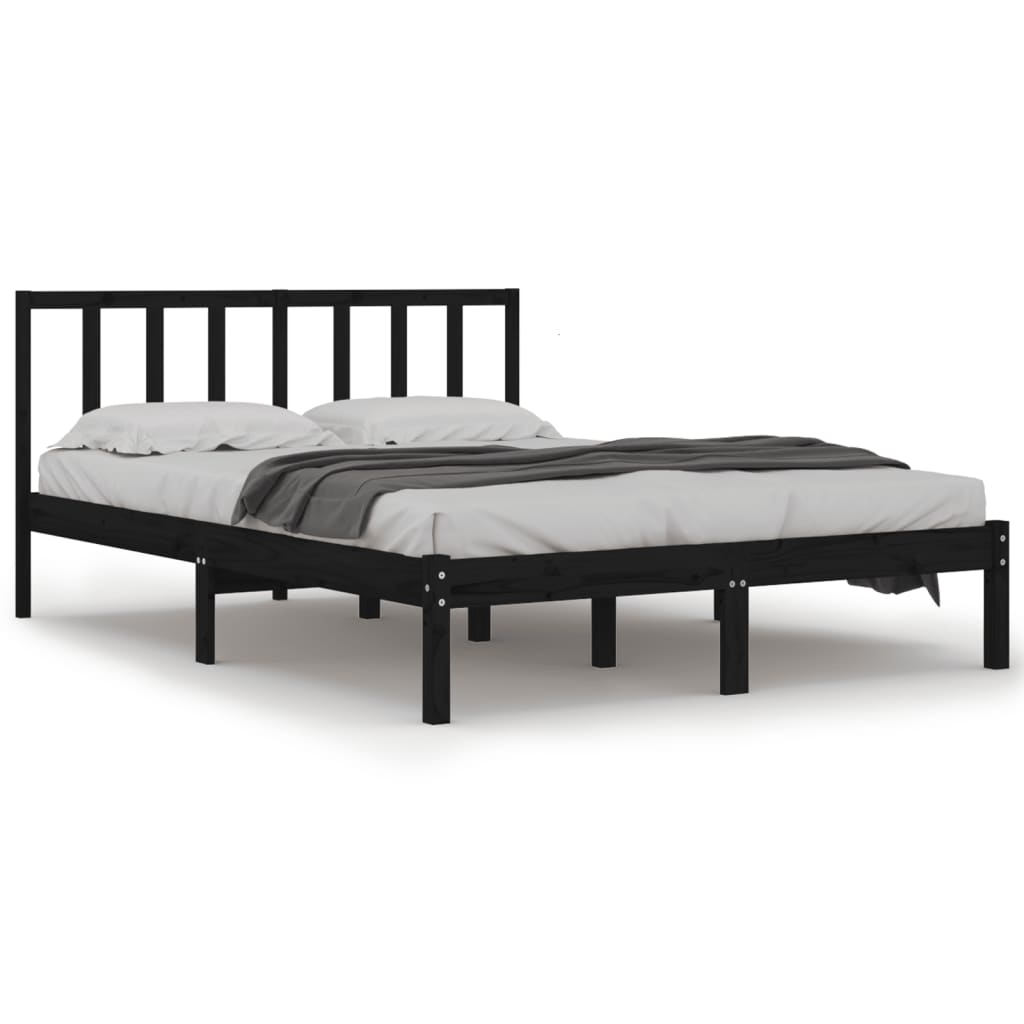 Sengeramme svart heltre furu 150x200 cm King Size