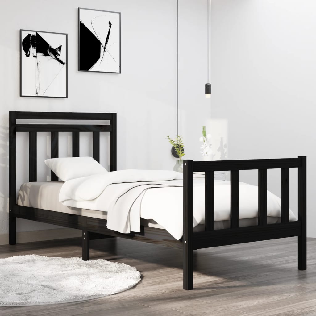 Sengeramme svart heltre 75x190 cm Small Single