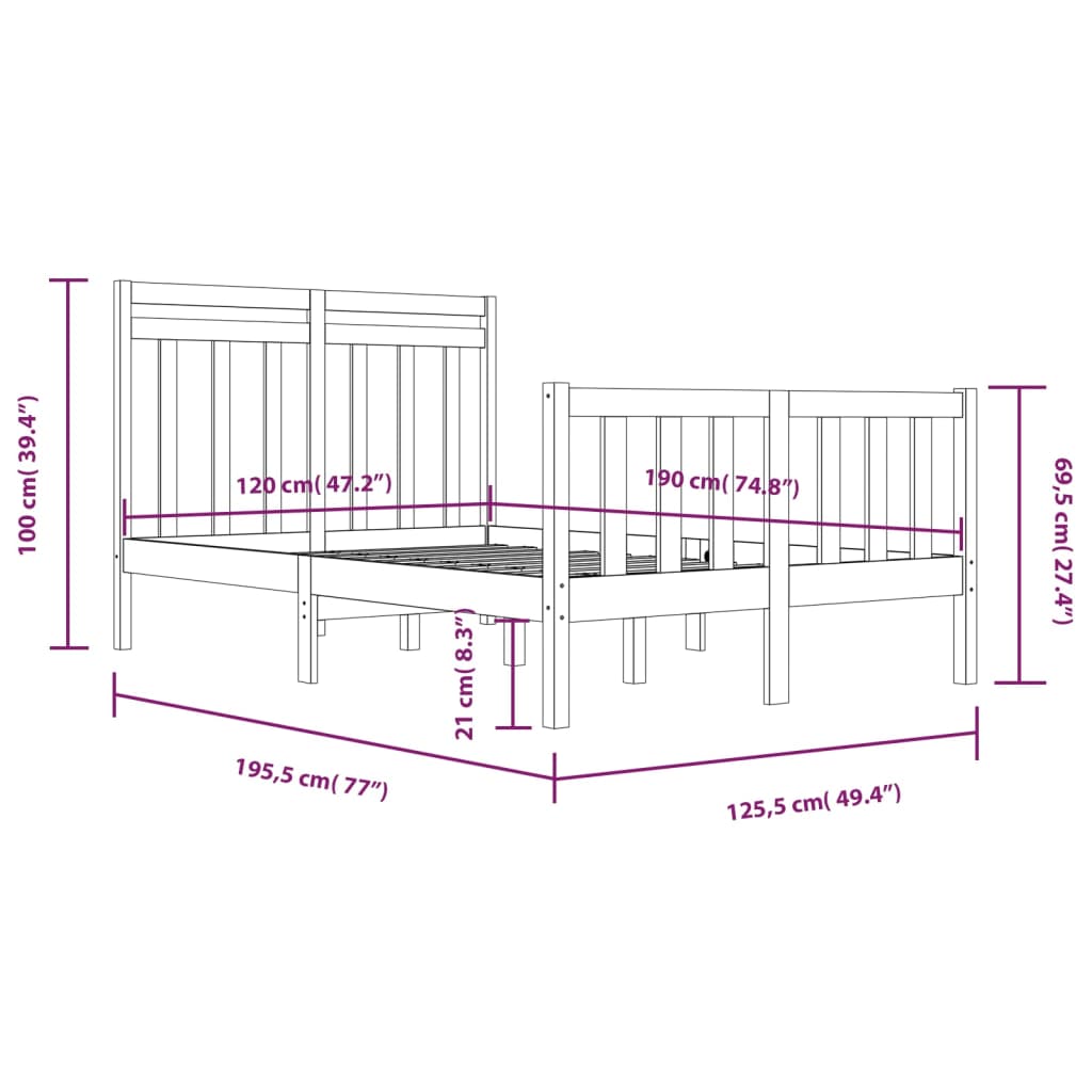 Sengeramme heltre 120x190 cm Small Double