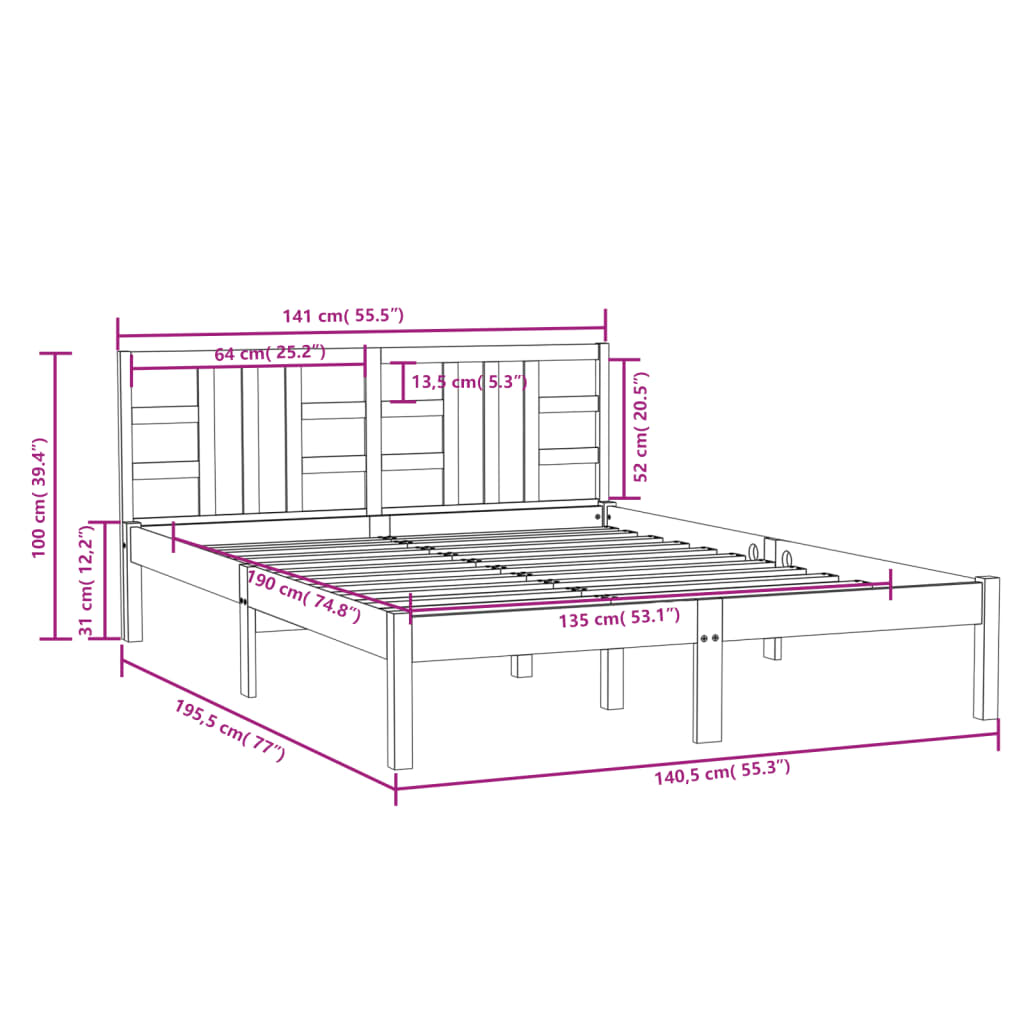Sengeramme heltre 135x190 cm Double