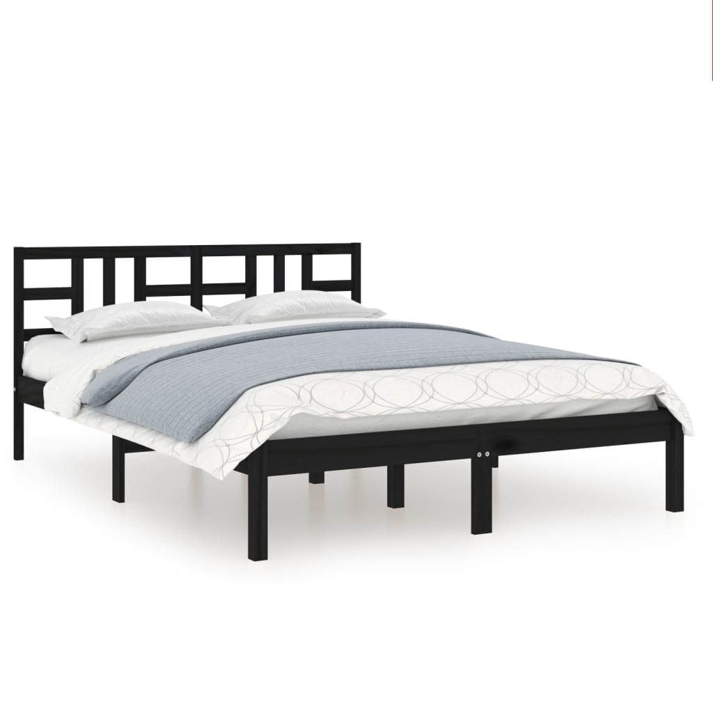 Sengeramme svart heltre 140x190 cm
