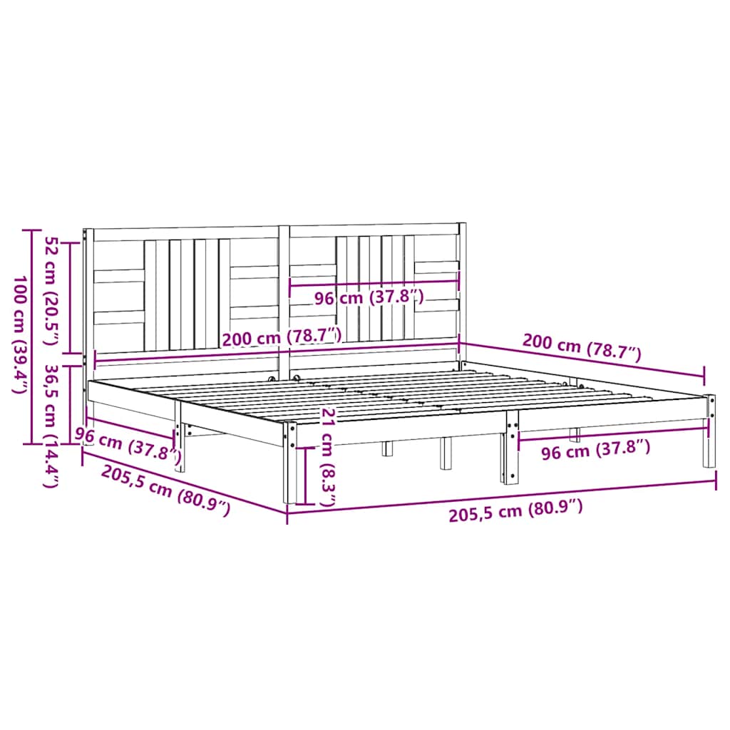 Sengeramme honningbrun heltre200x200 cm