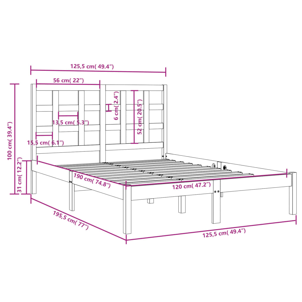 Sengeramme heltre 120x190 cm Small Double
