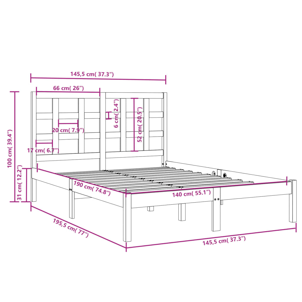 Sengeramme heltre 140x190 cm
