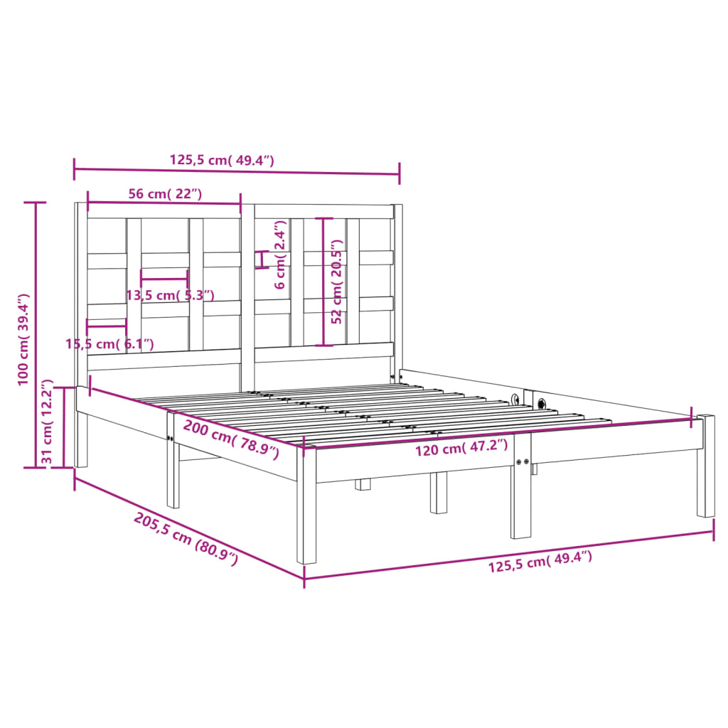 Sengeramme heltre 120x200 cm