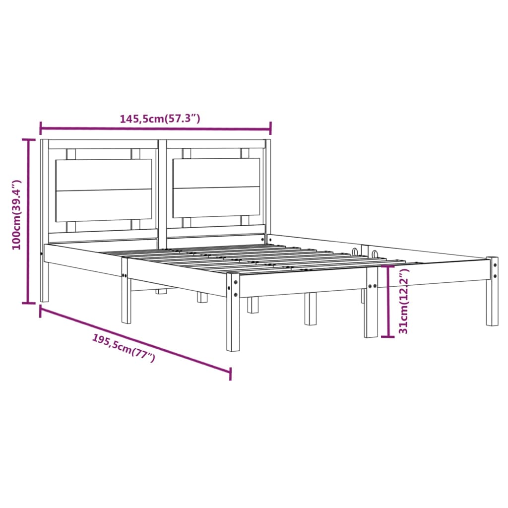 Sengeramme hvit heltre 140x190 cm