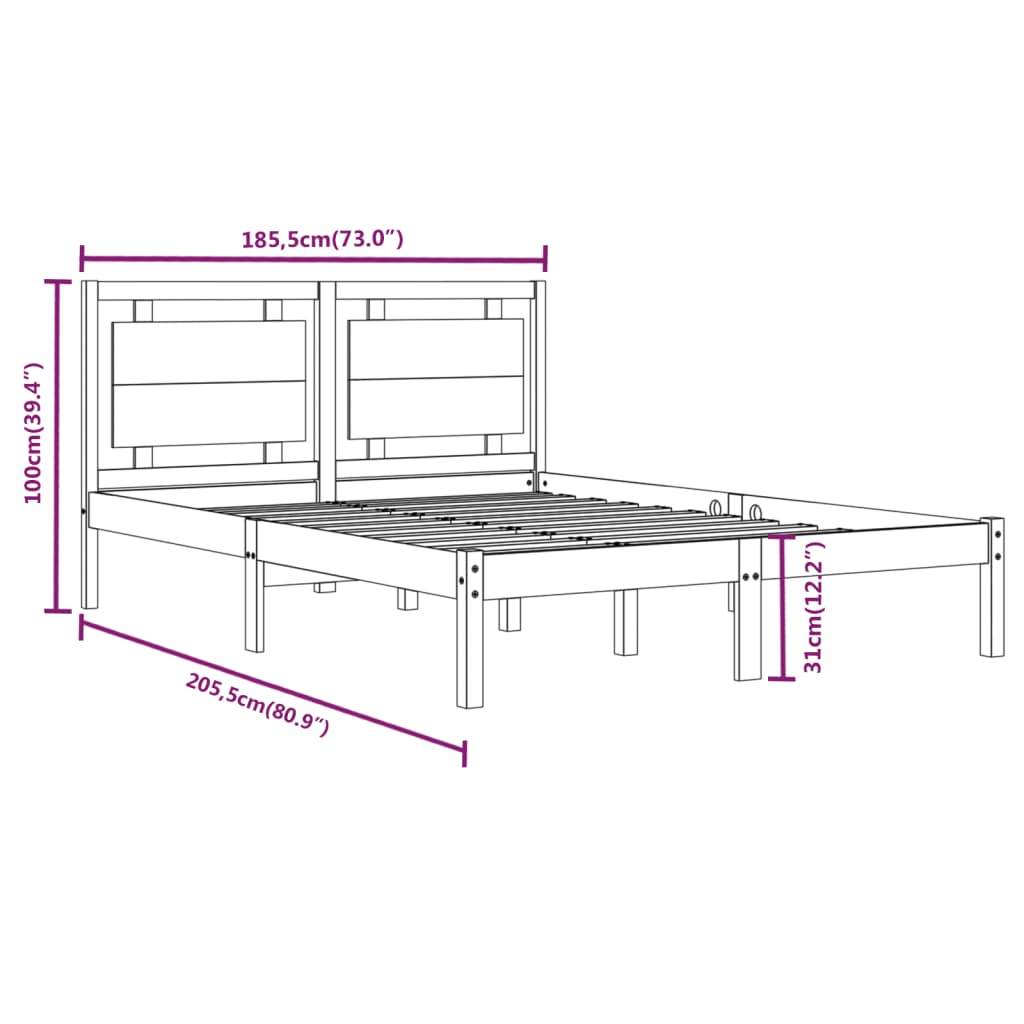 Sengeramme hvit heltre 180x200 cm Super King