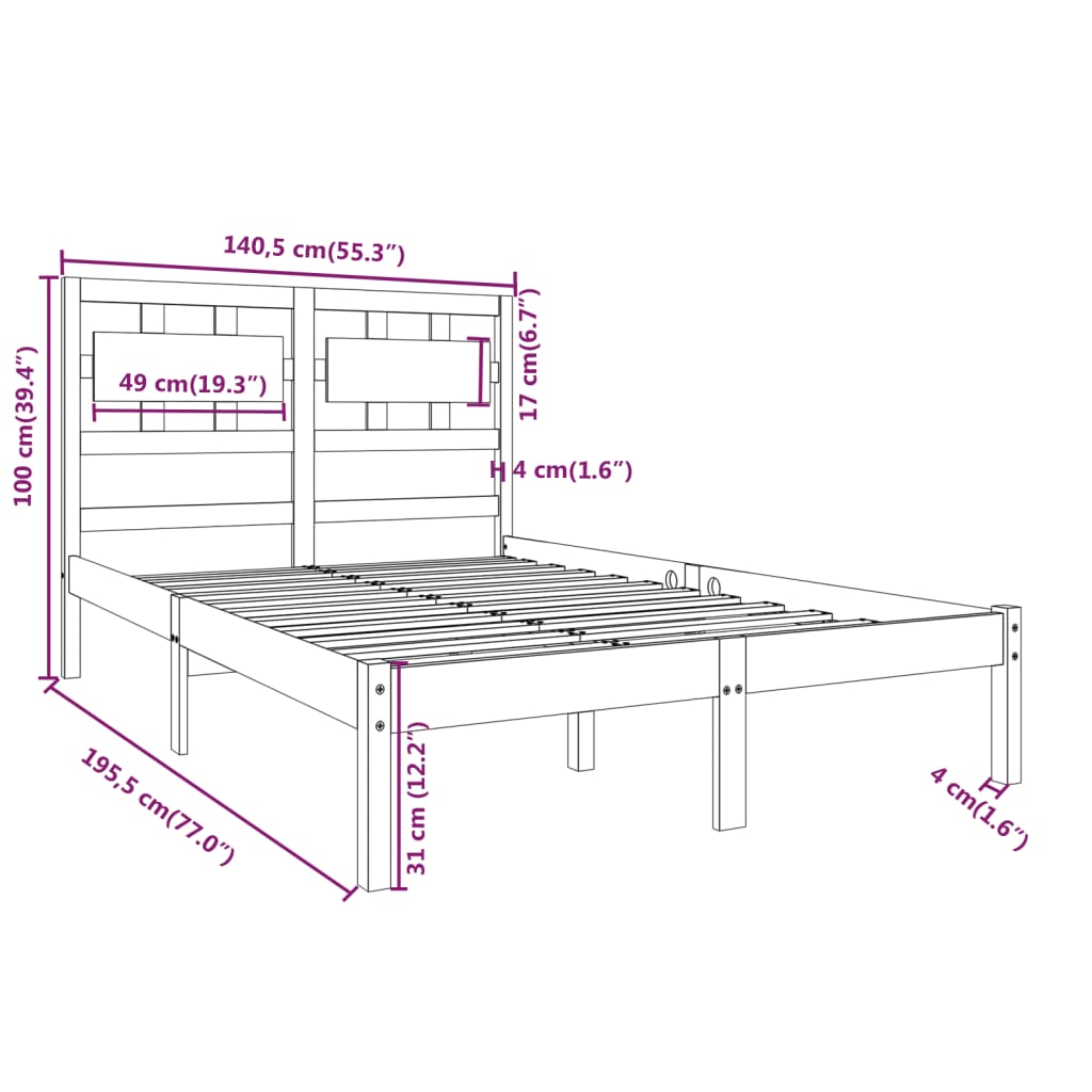 Sengeramme heltre 135x190 cm Double