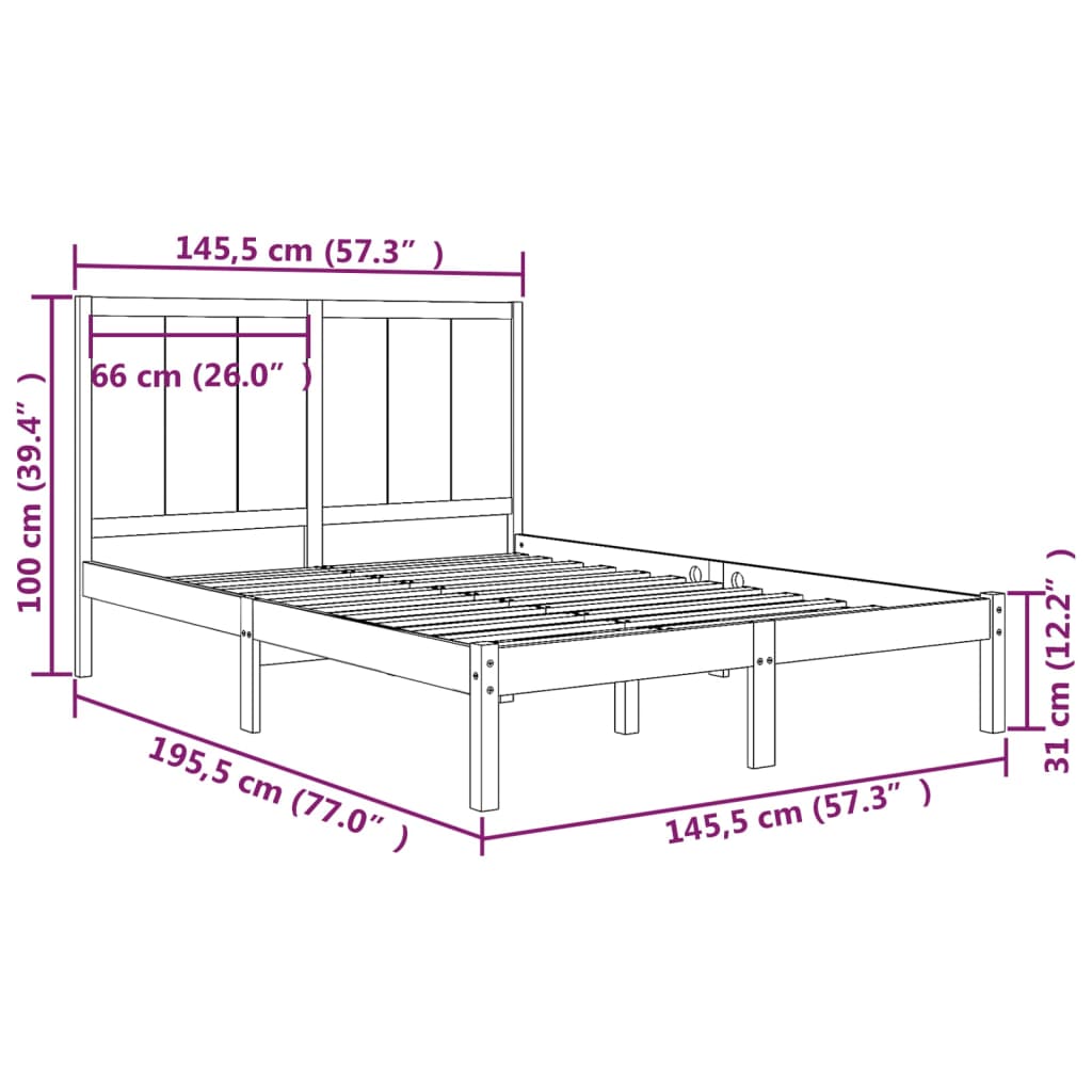 Sengeramme uten madrass 140x190 cm heltre furu