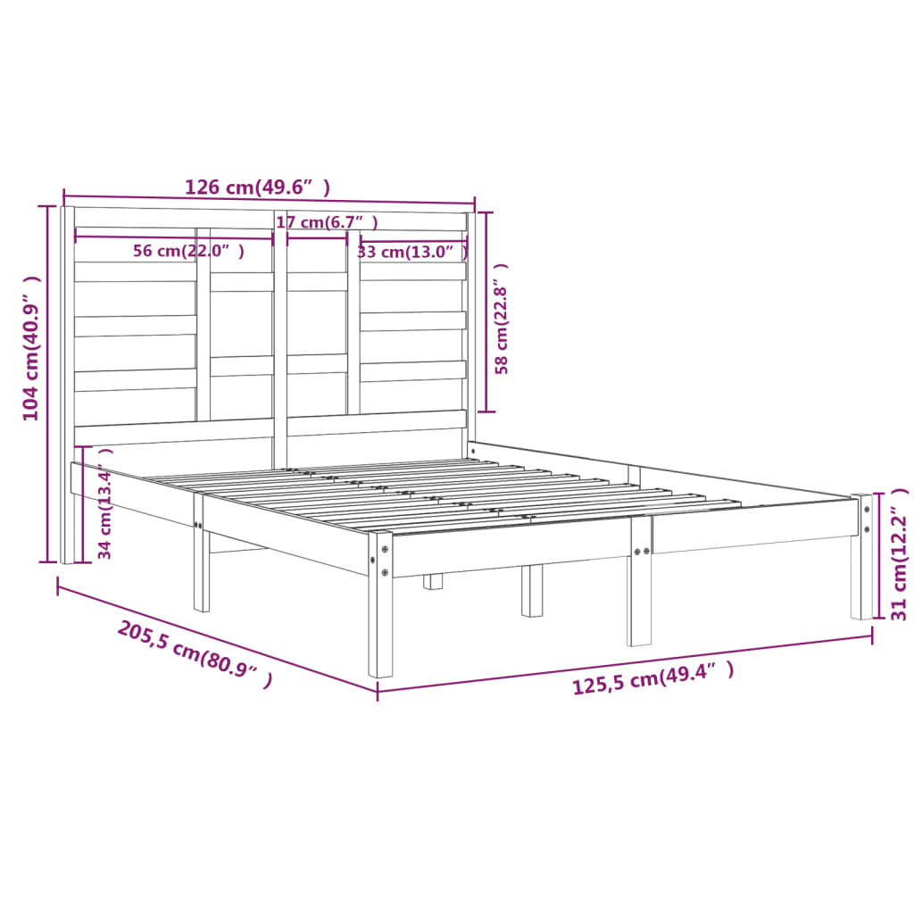 Sengeramme hvit heltre 120x200 cm