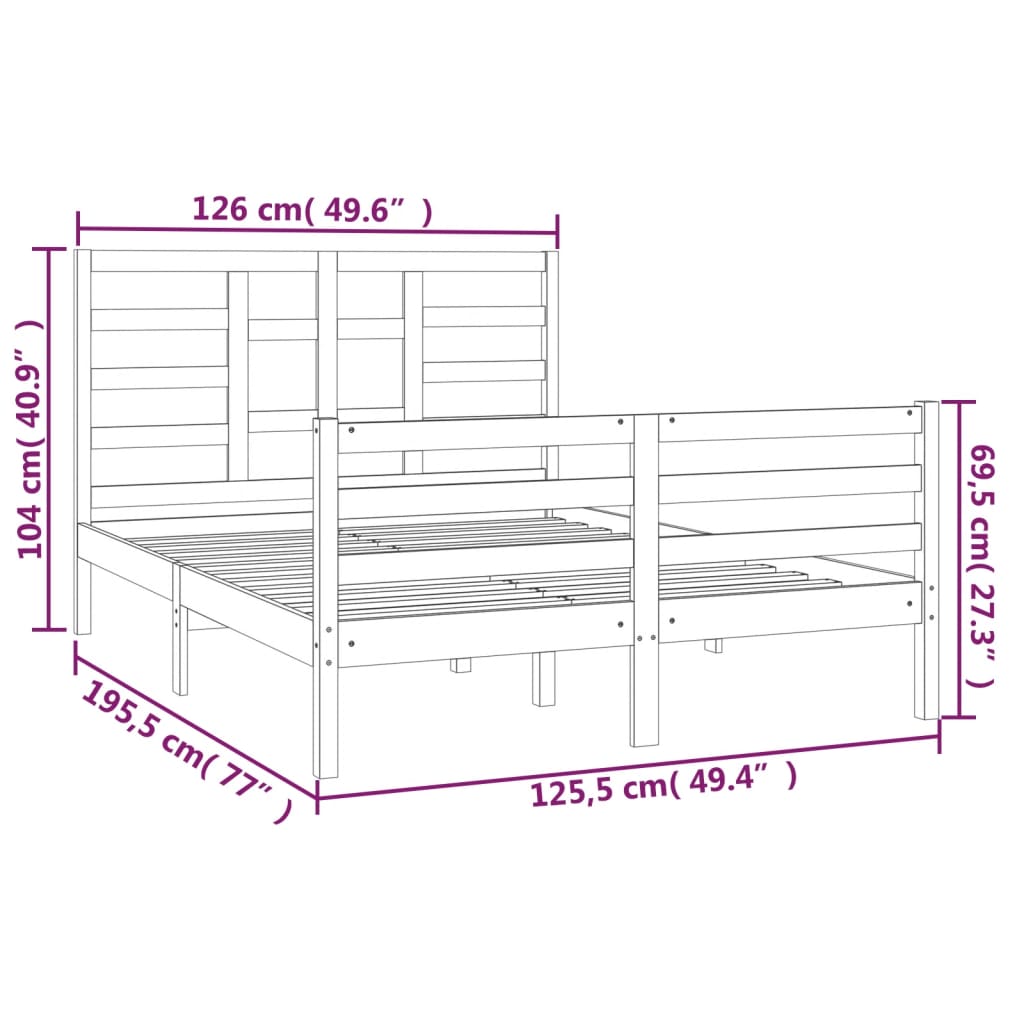 Sengeramme hvit heltre 120x190 cm Small Double