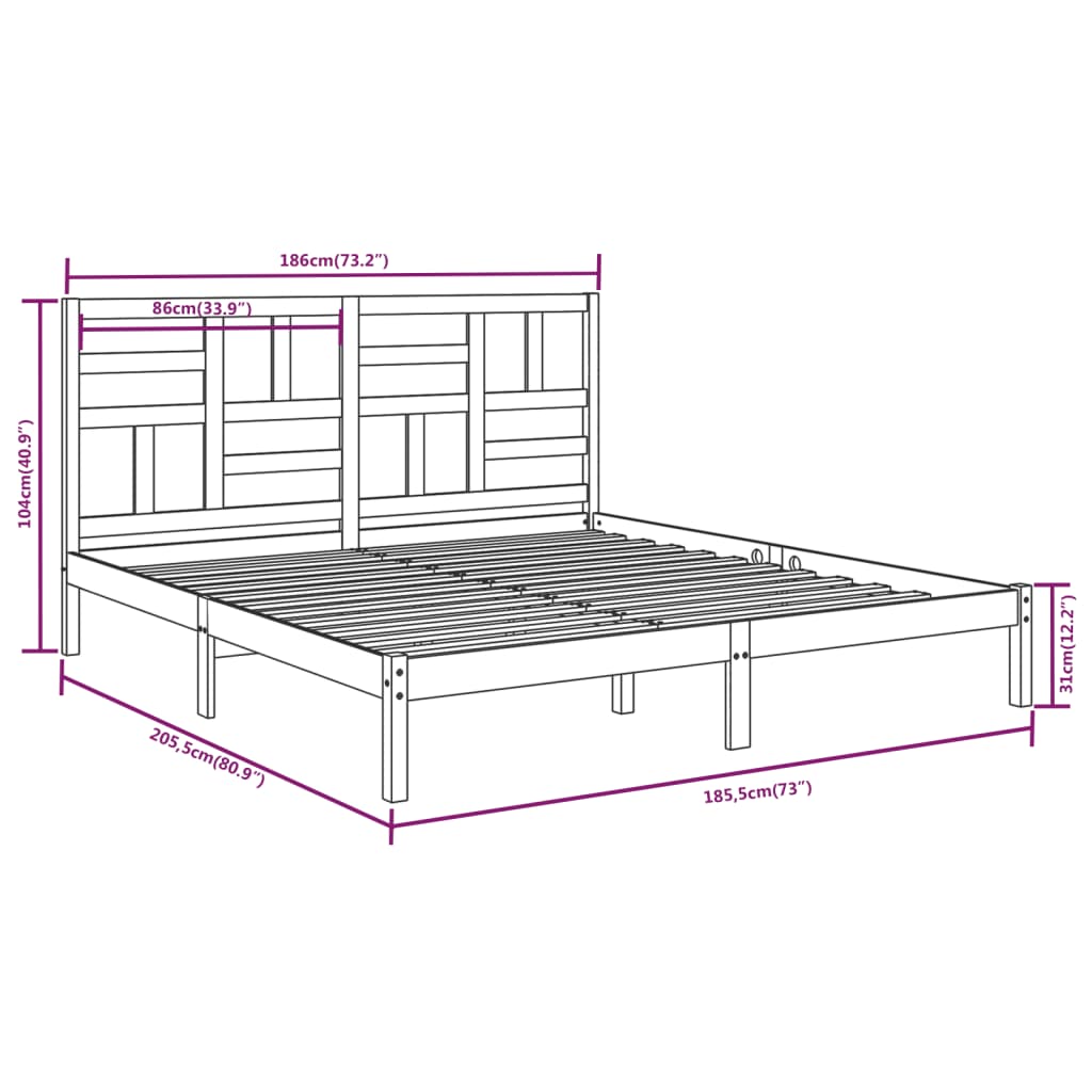Sengeramme hvit heltre 180x200 cm Super King