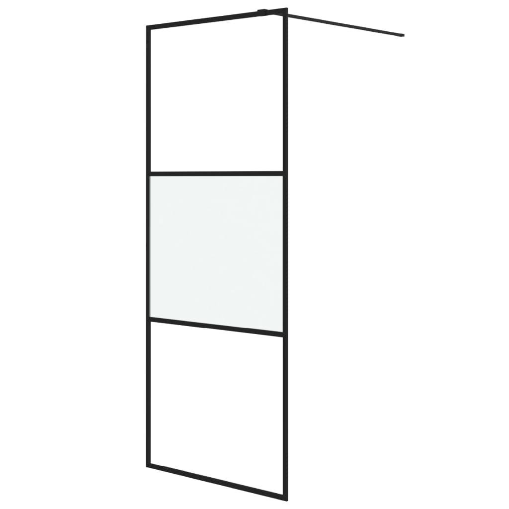 Dusjvegg svart 80x195 cm halvfrostet ESG-glass