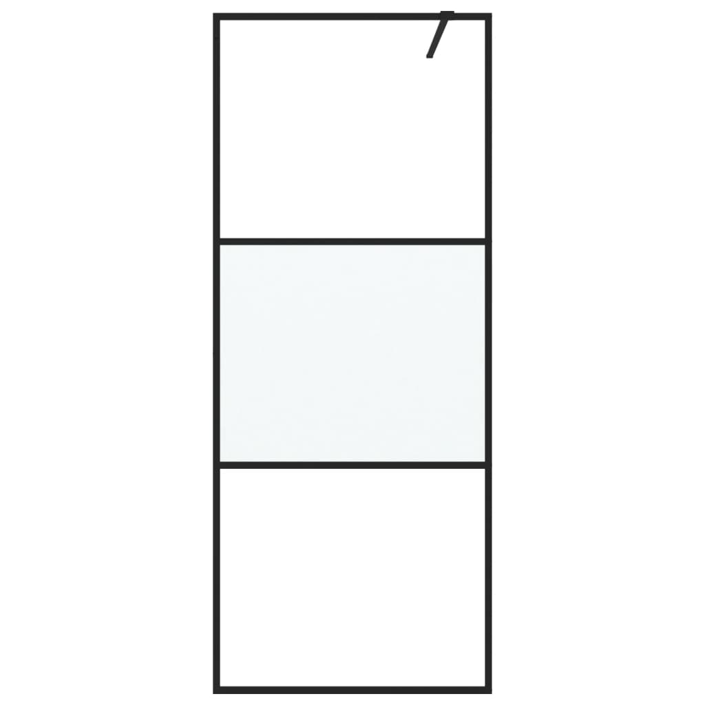 Dusjvegg svart 80x195 cm halvfrostet ESG-glass