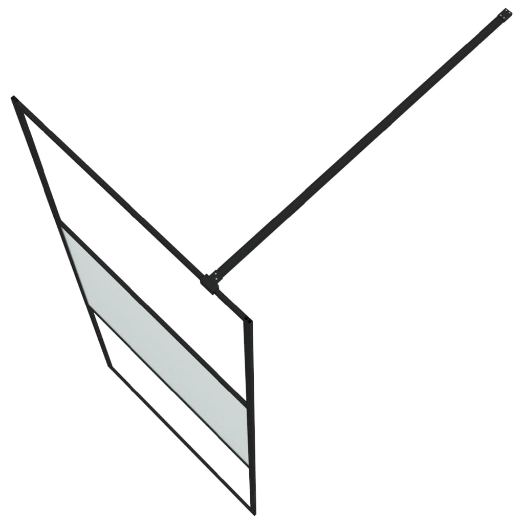 Dusjvegg svart 80x195 cm halvfrostet ESG-glass