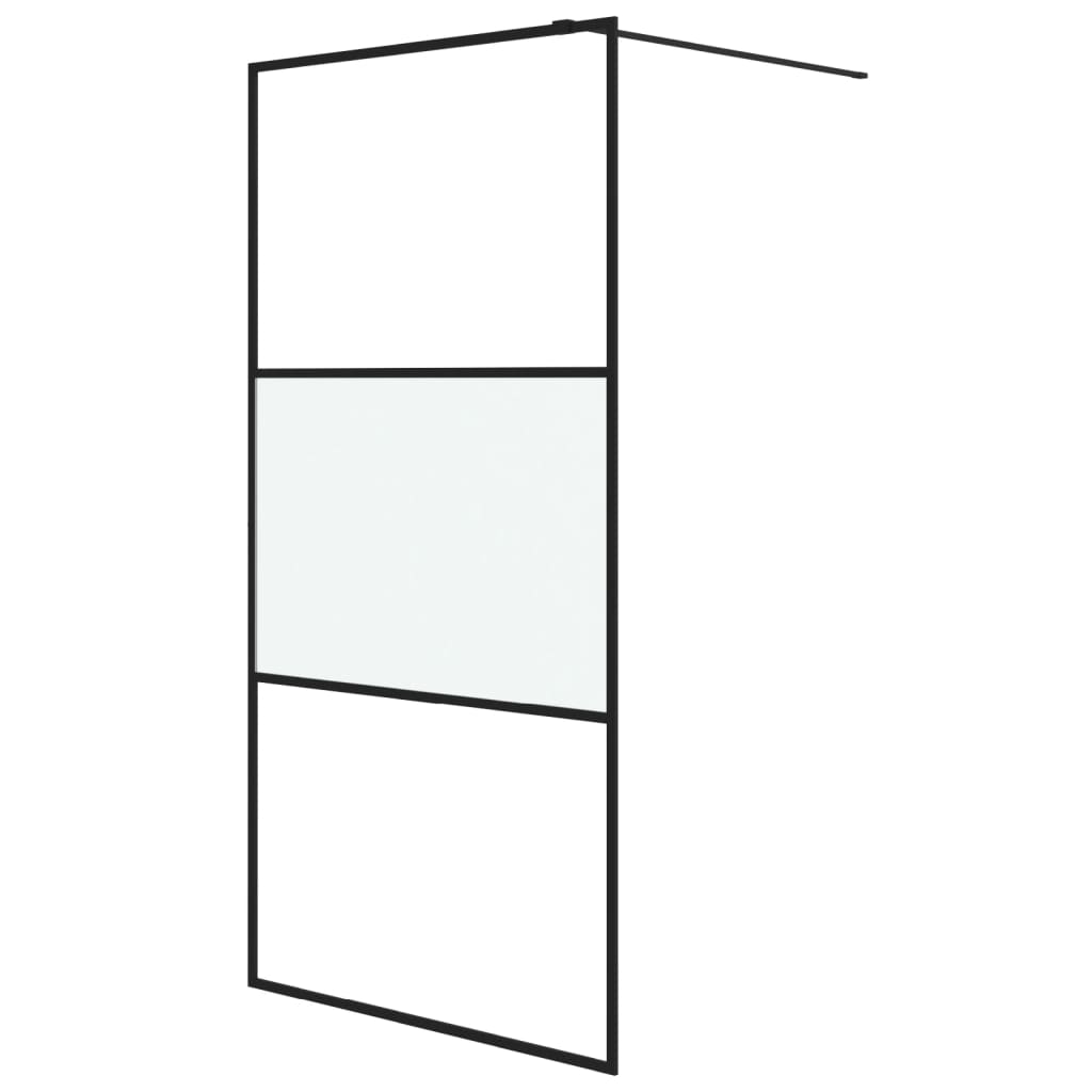 Dusjvegg svart 100x195 cm halvfrostet ESG-glass