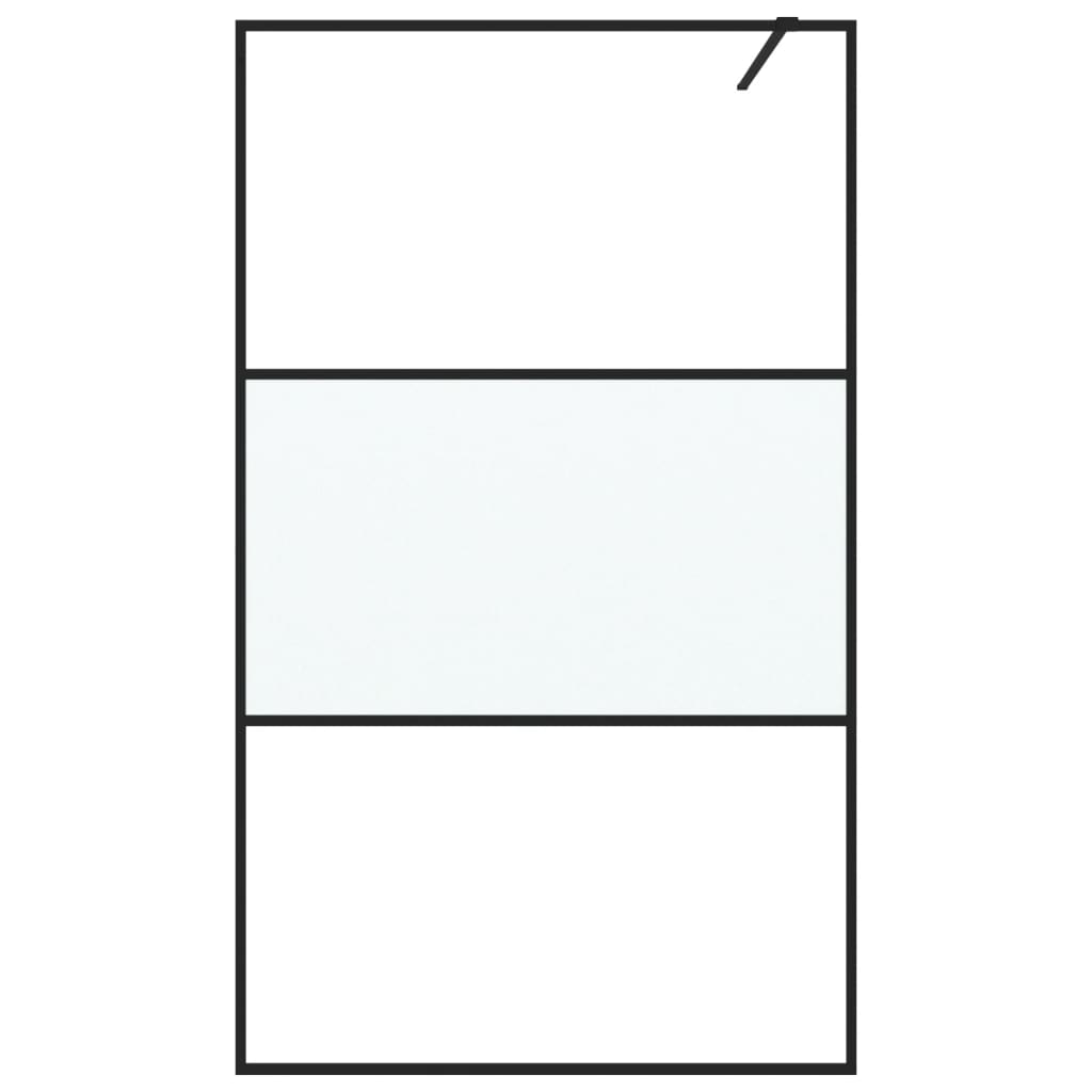 Dusjvegg svart 115x195 cm halvfrostet ESG-glass