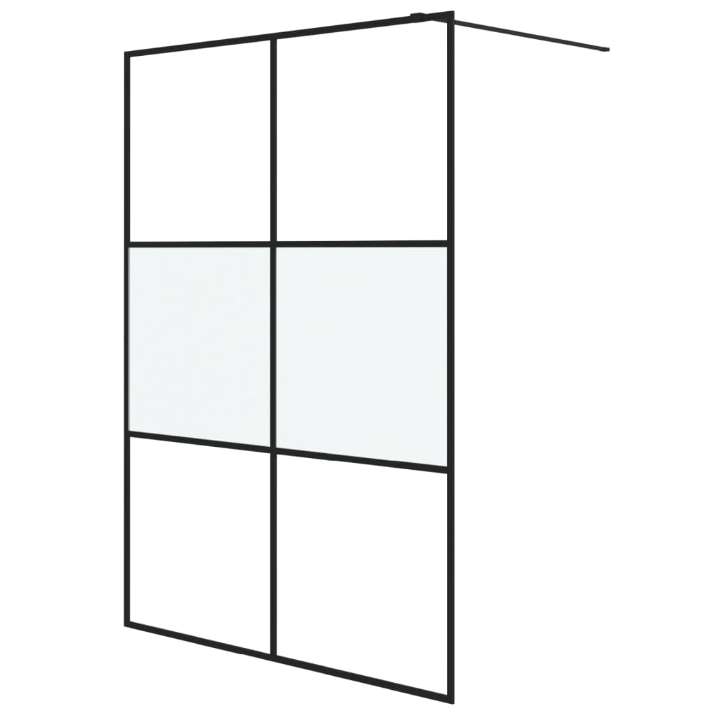 Dusjvegg svart 140x195 cm halvfrostet ESG-glass