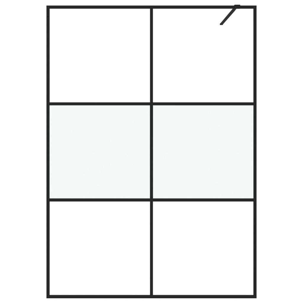 Dusjvegg svart 140x195 cm halvfrostet ESG-glass