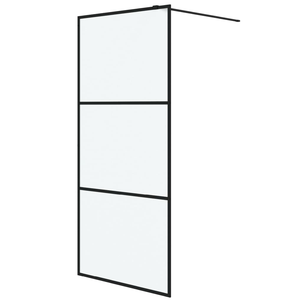 Dusjvegg svart 90x195 cm frostet ESG-glass