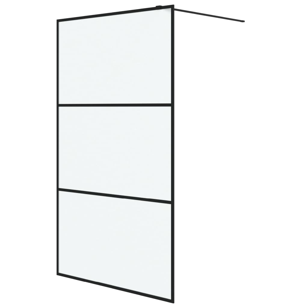 Dusjvegg svart 115x195 cm frostet ESG-glass