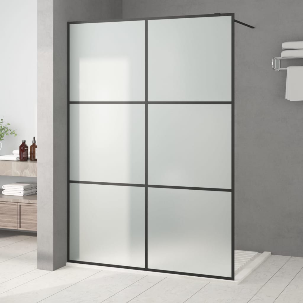 Dusjvegg svart 140x195 cm frostet ESG-glass