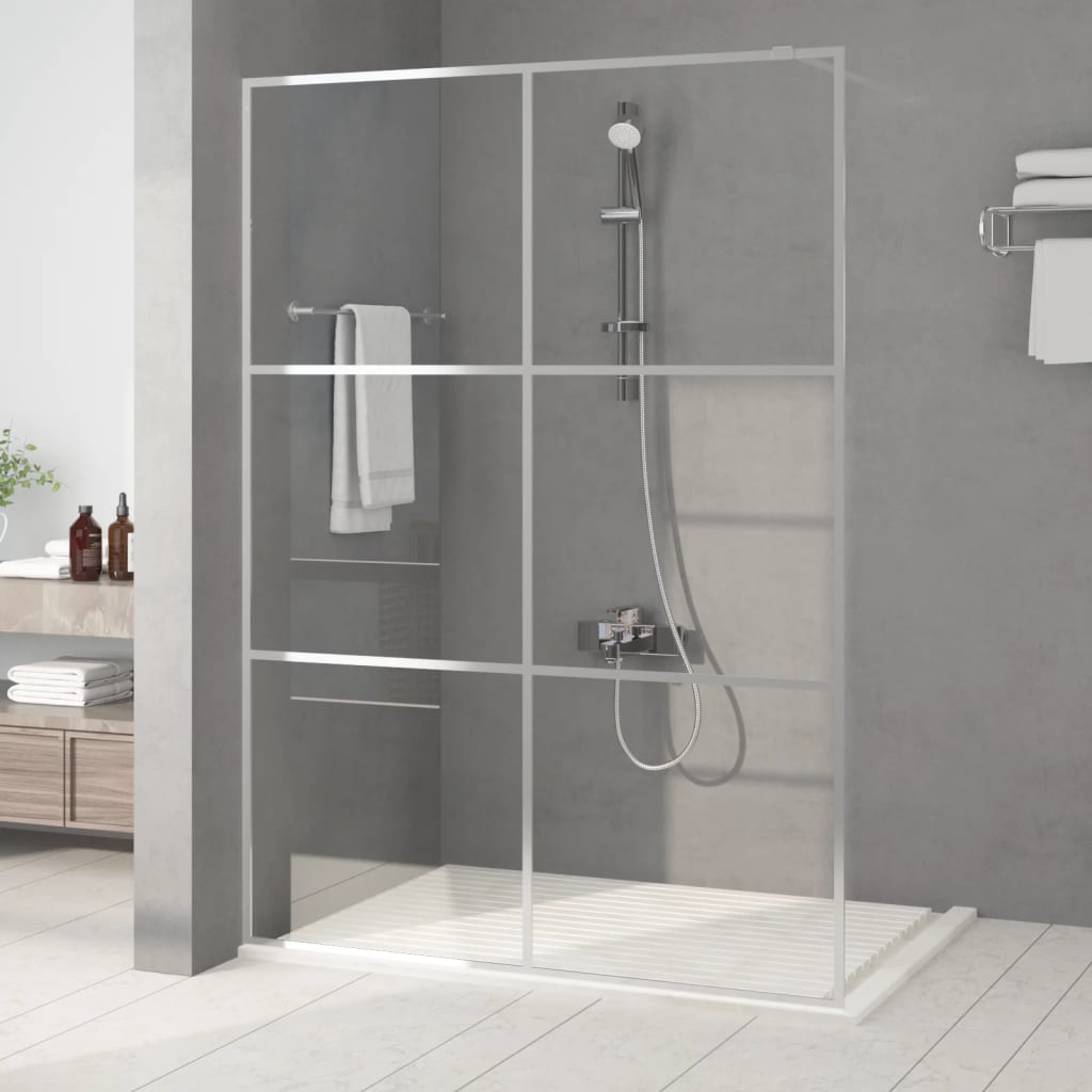 Dusjvegg sølv 140x195 cm klart ESG-glass