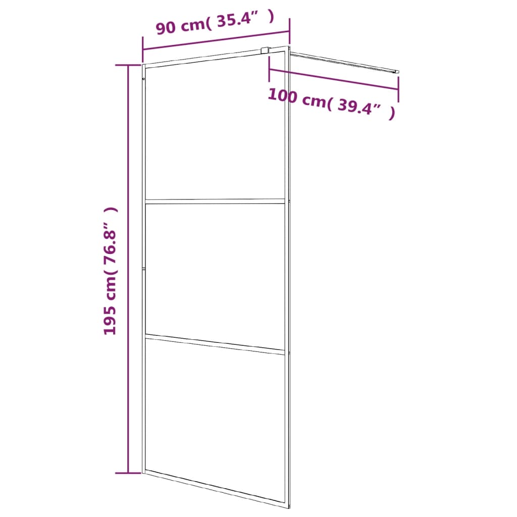 Dusjvegg hvit 90x195 cm klart ESG-glass