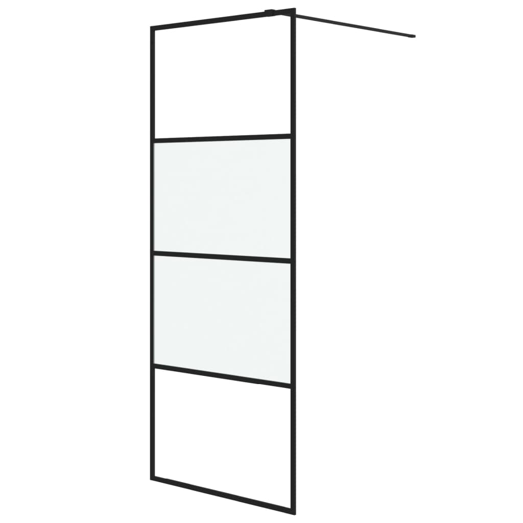 Dusjvegg svart 80x195 cm halvfrostet ESG-glass