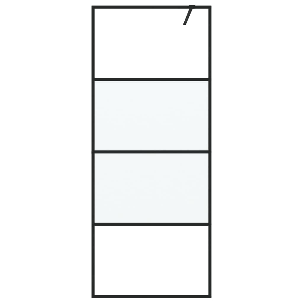 Dusjvegg svart 80x195 cm halvfrostet ESG-glass