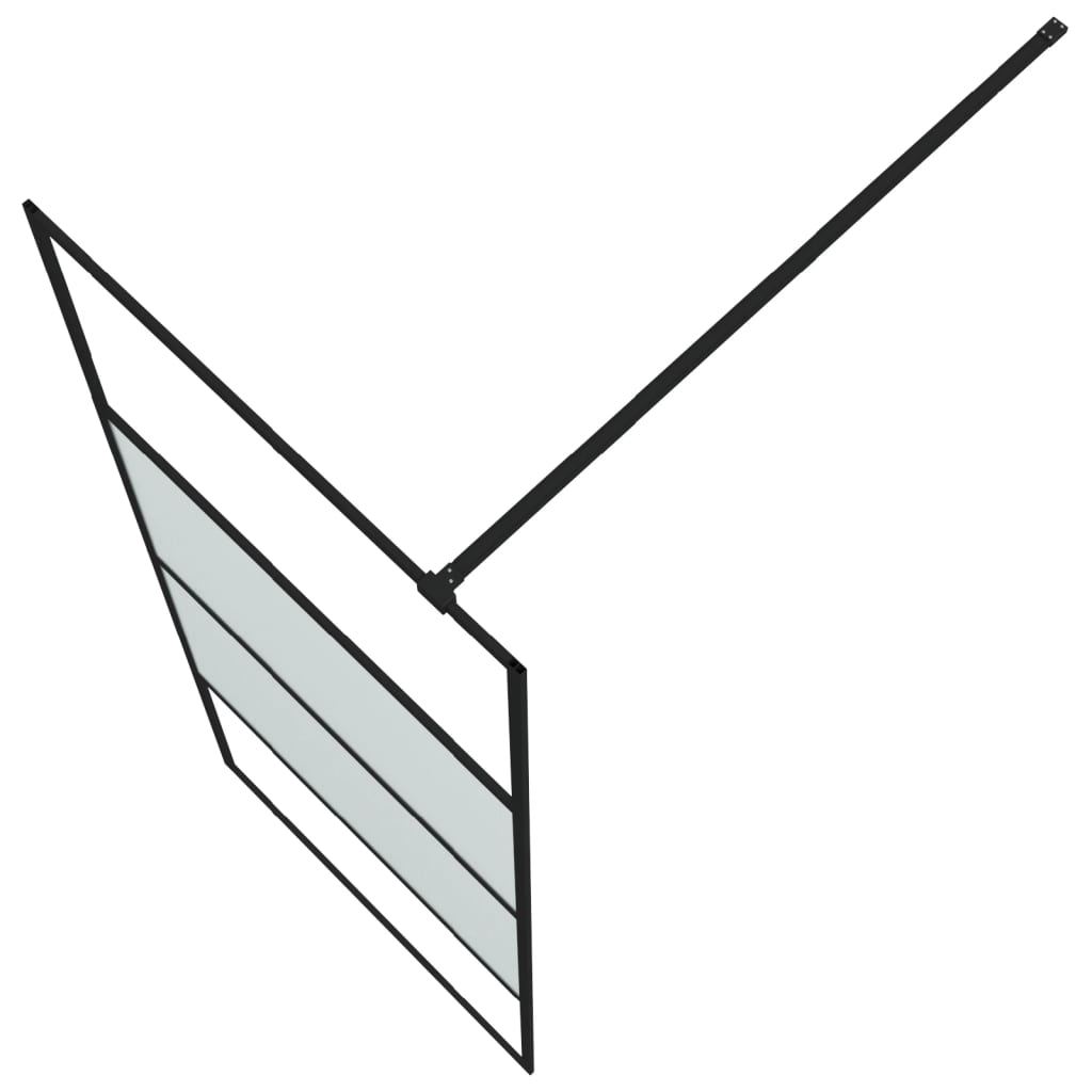 Dusjvegg svart 80x195 cm halvfrostet ESG-glass
