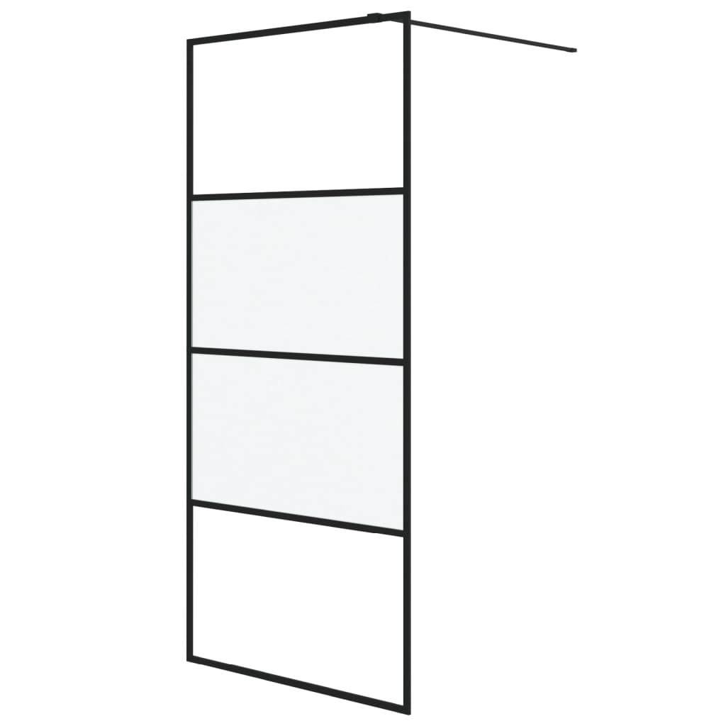 Dusjvegg svart 90x195 cm halvfrostet ESG-glass