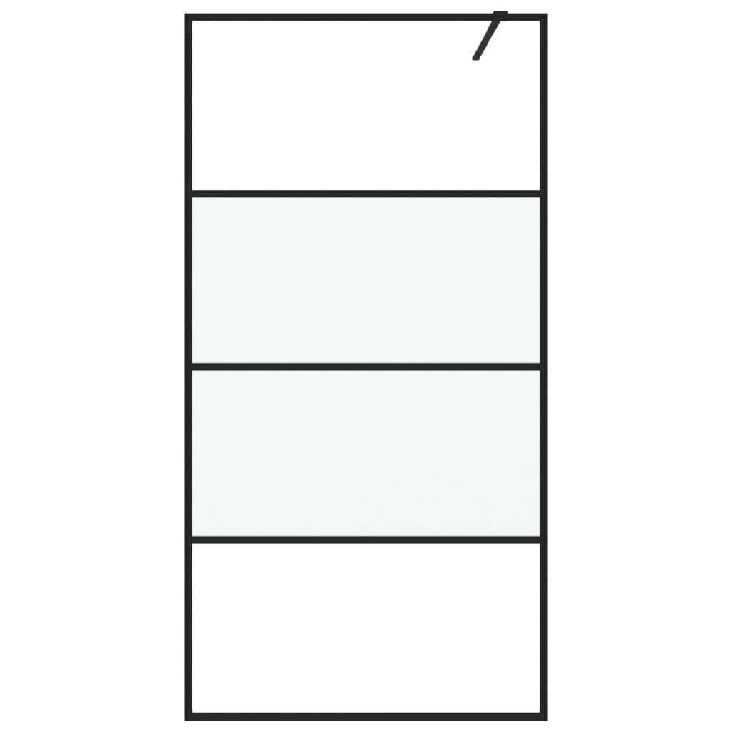 Dusjvegg svart 100x195 cm halvfrostet ESG-glass