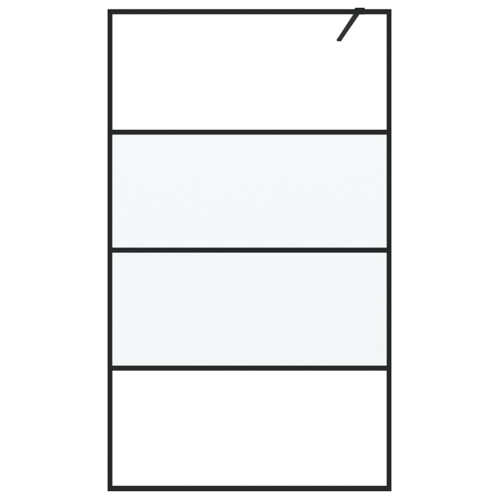 Dusjvegg svart 115x195 cm halvfrostet ESG-glass
