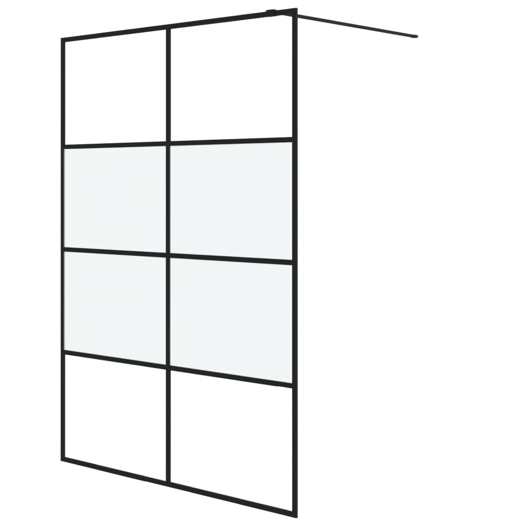 Dusjvegg svart 140x195 cm halvfrostet ESG-glass