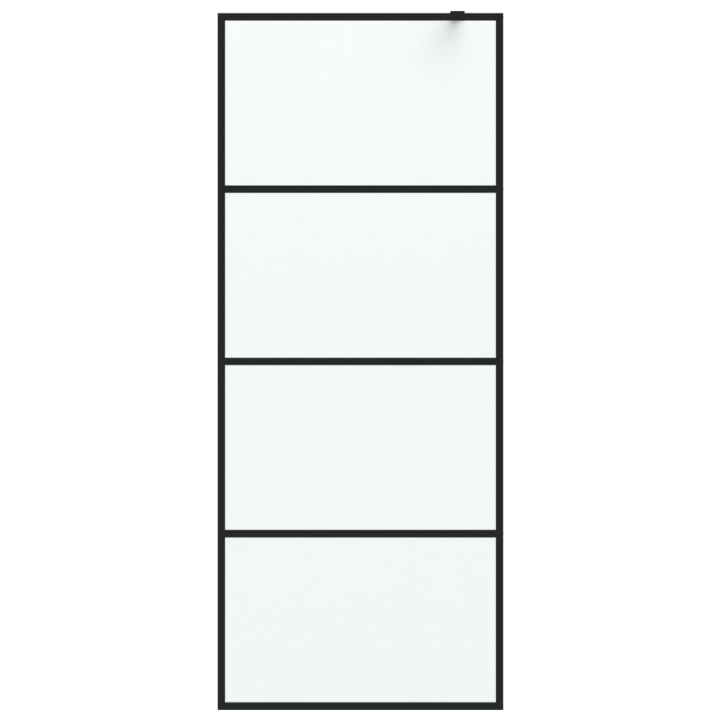 Dusjvegg svart 80x195 cm halvfrostet ESG-glass