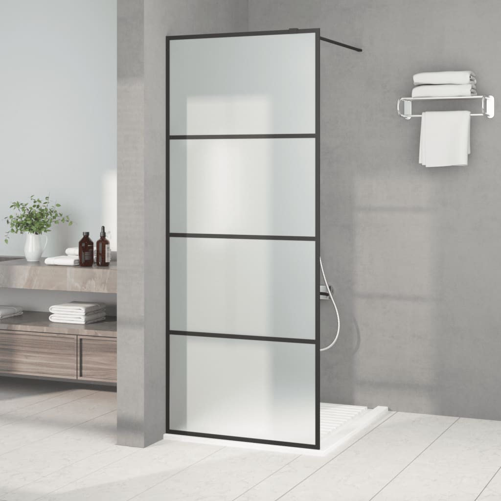 Dusjvegg svart 80x195 cm halvfrostet ESG-glass
