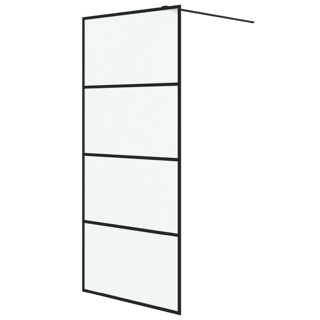 Dusjvegg svart 90x195 cm frostet ESG-glass