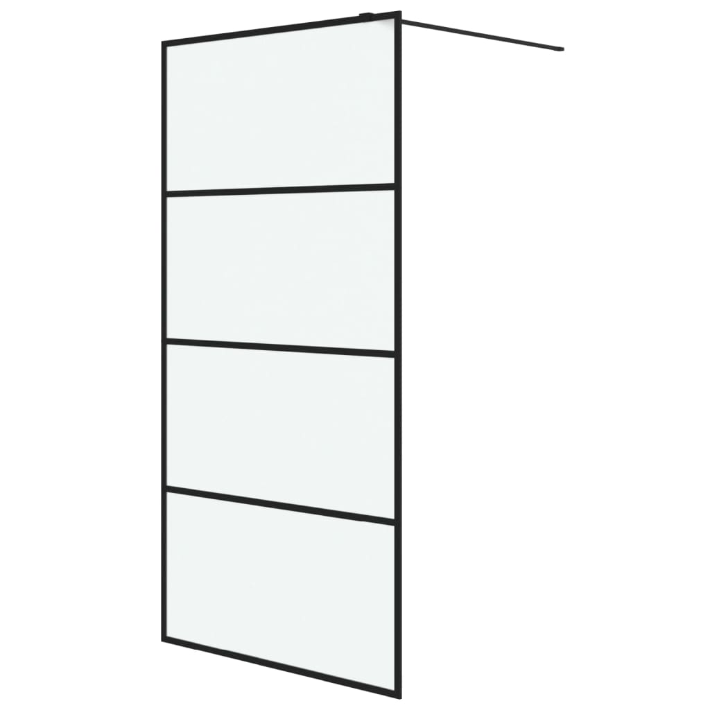Dusjvegg svart 100x195 cm frostet ESG-glass