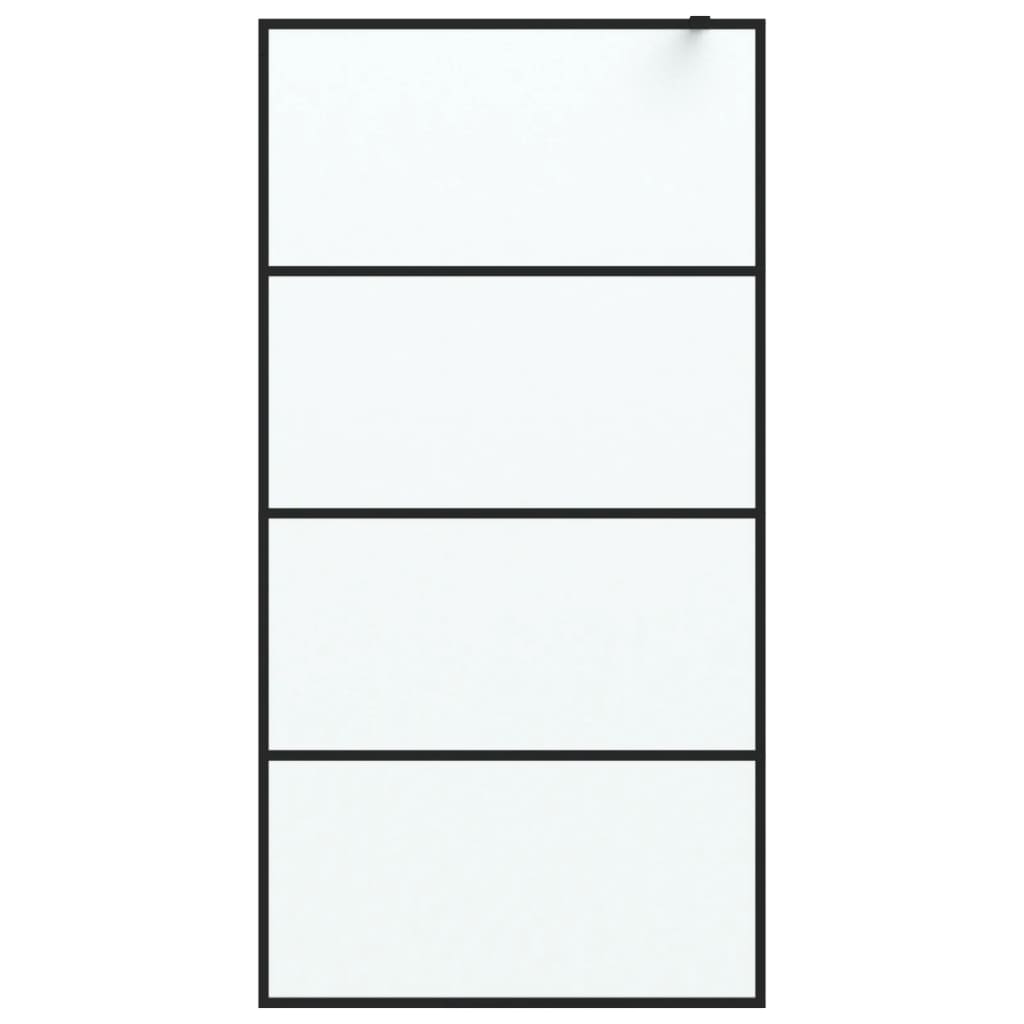 Dusjvegg svart 100x195 cm frostet ESG-glass