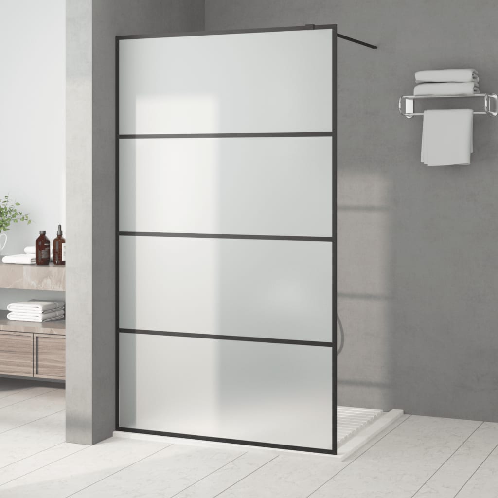 Dusjvegg svart 115x195 cm frostet ESG-glass