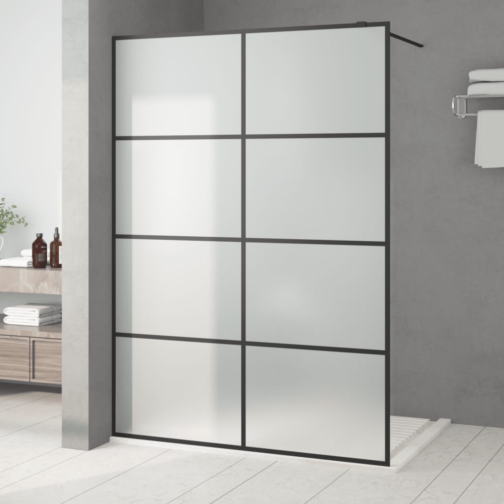 Dusjvegg svart 140x195 cm frostet ESG-glass