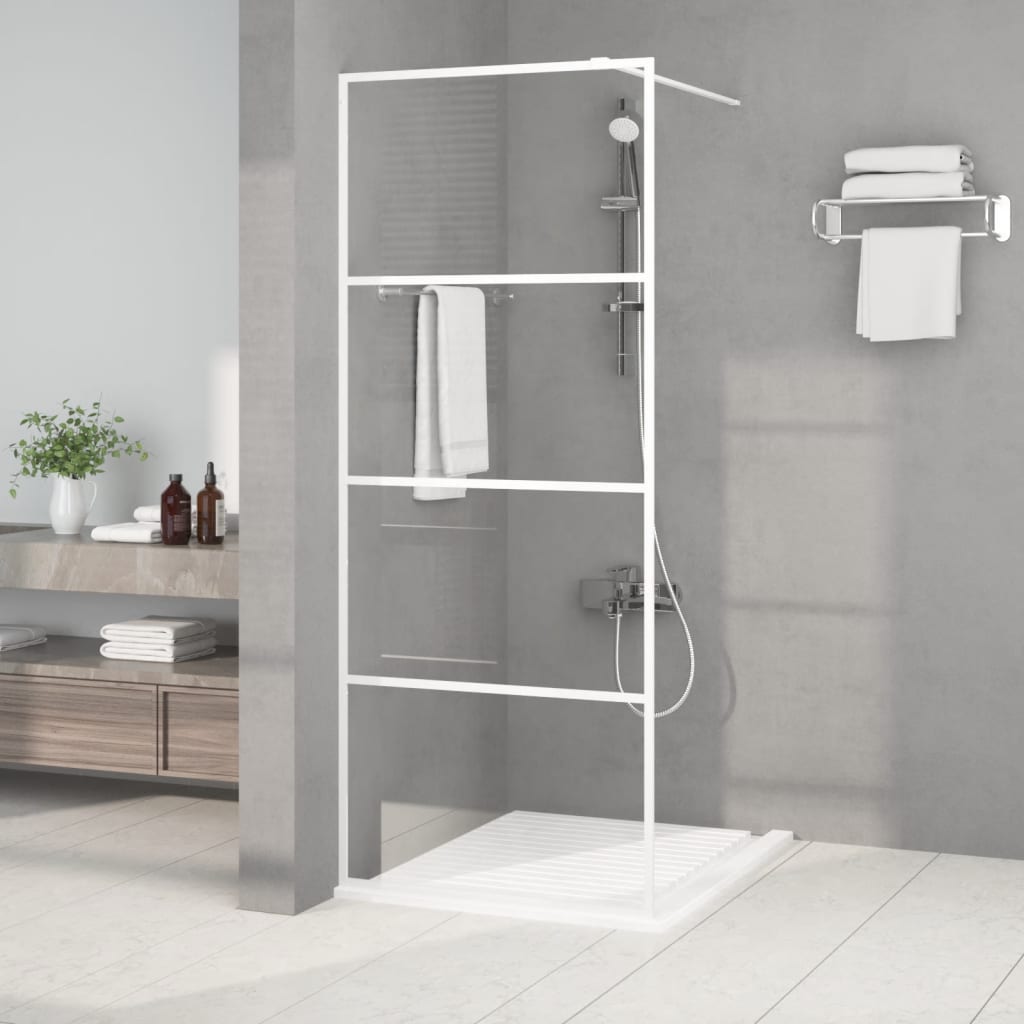 Dusjvegg hvit 80x195 cm klart ESG-glass