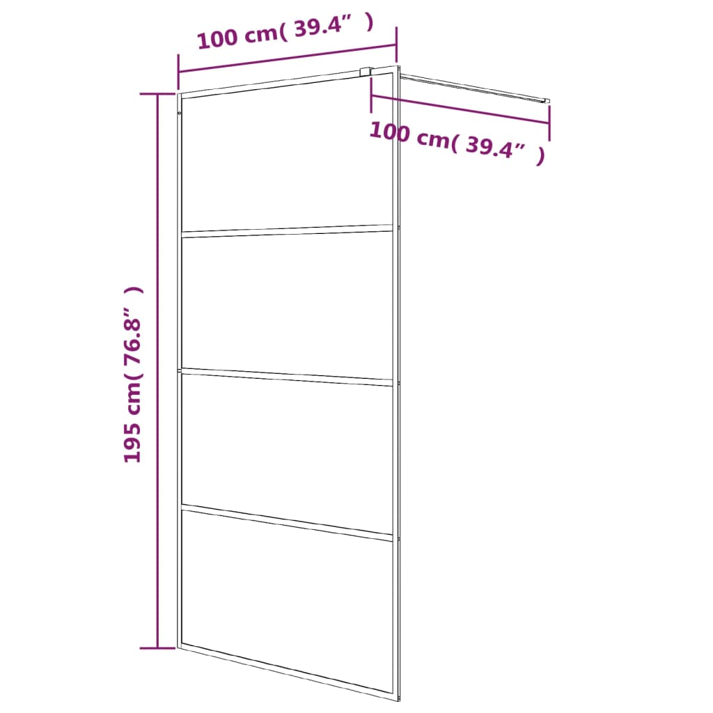 Dusjvegg hvit 100x195 cm klart ESG-glass