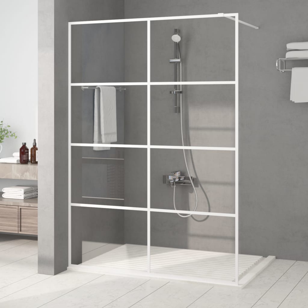 Dusjvegg hvit 140x195 cm klart ESG-glass