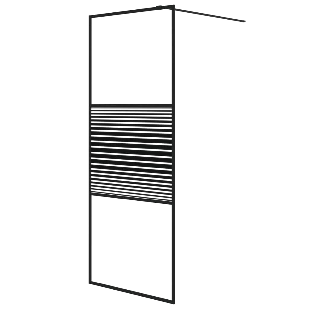 Dusjvegg svart 80x195 cm klart ESG-glass