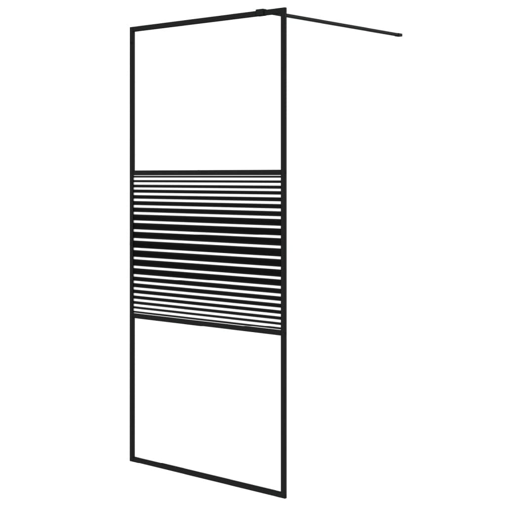 Dusjvegg svart 90x195 cm klart ESG-glass