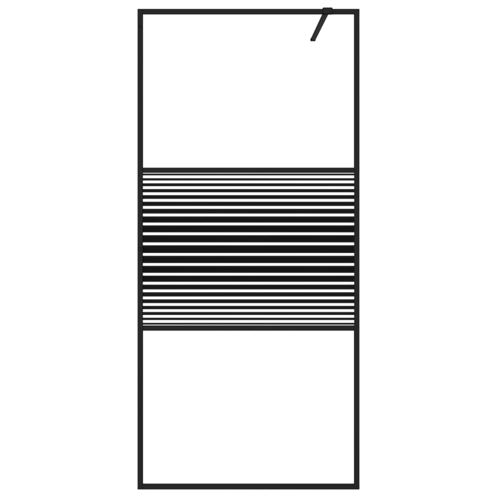 Dusjvegg svart 90x195 cm klart ESG-glass