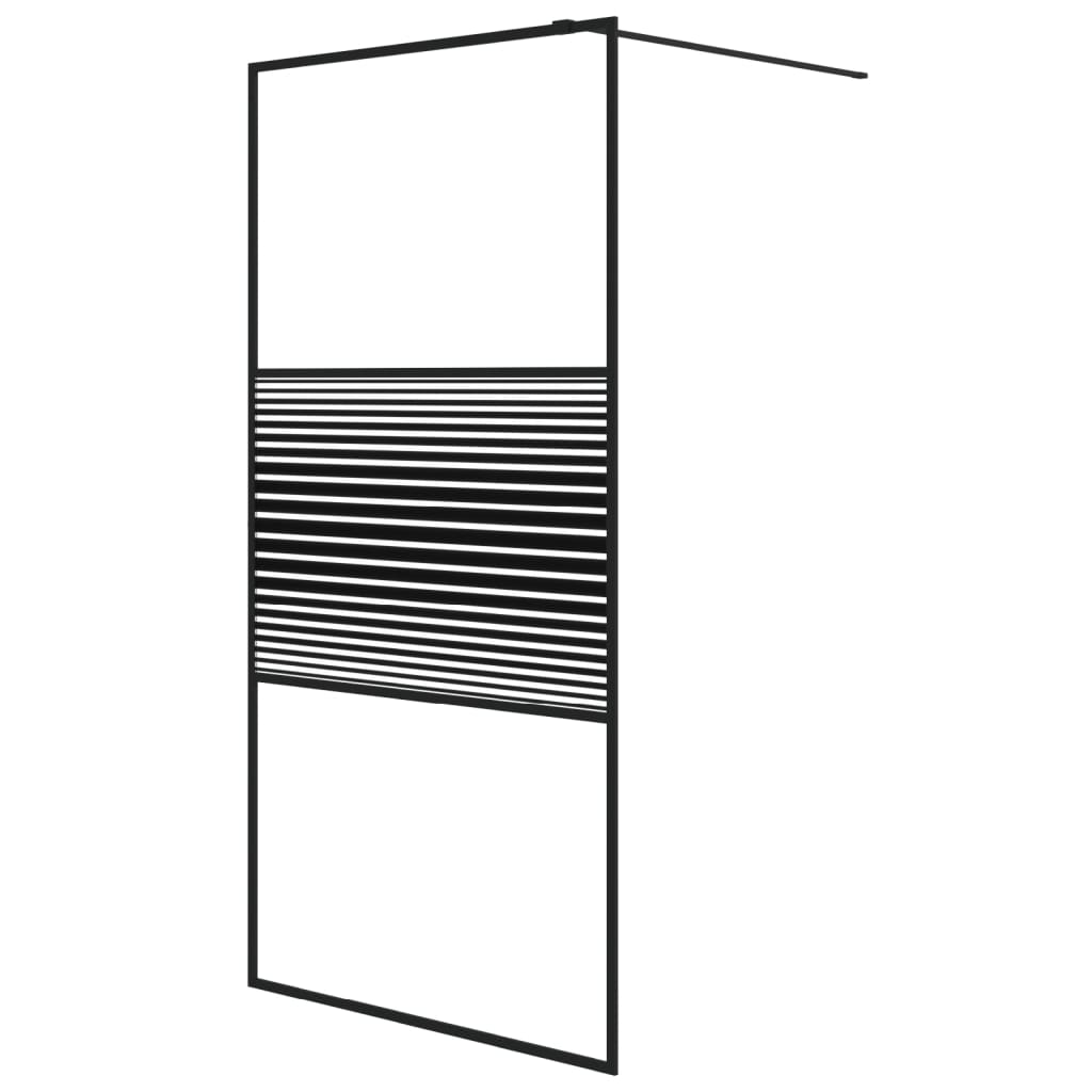 Dusjvegg svart 100x195 cm klart ESG-glass