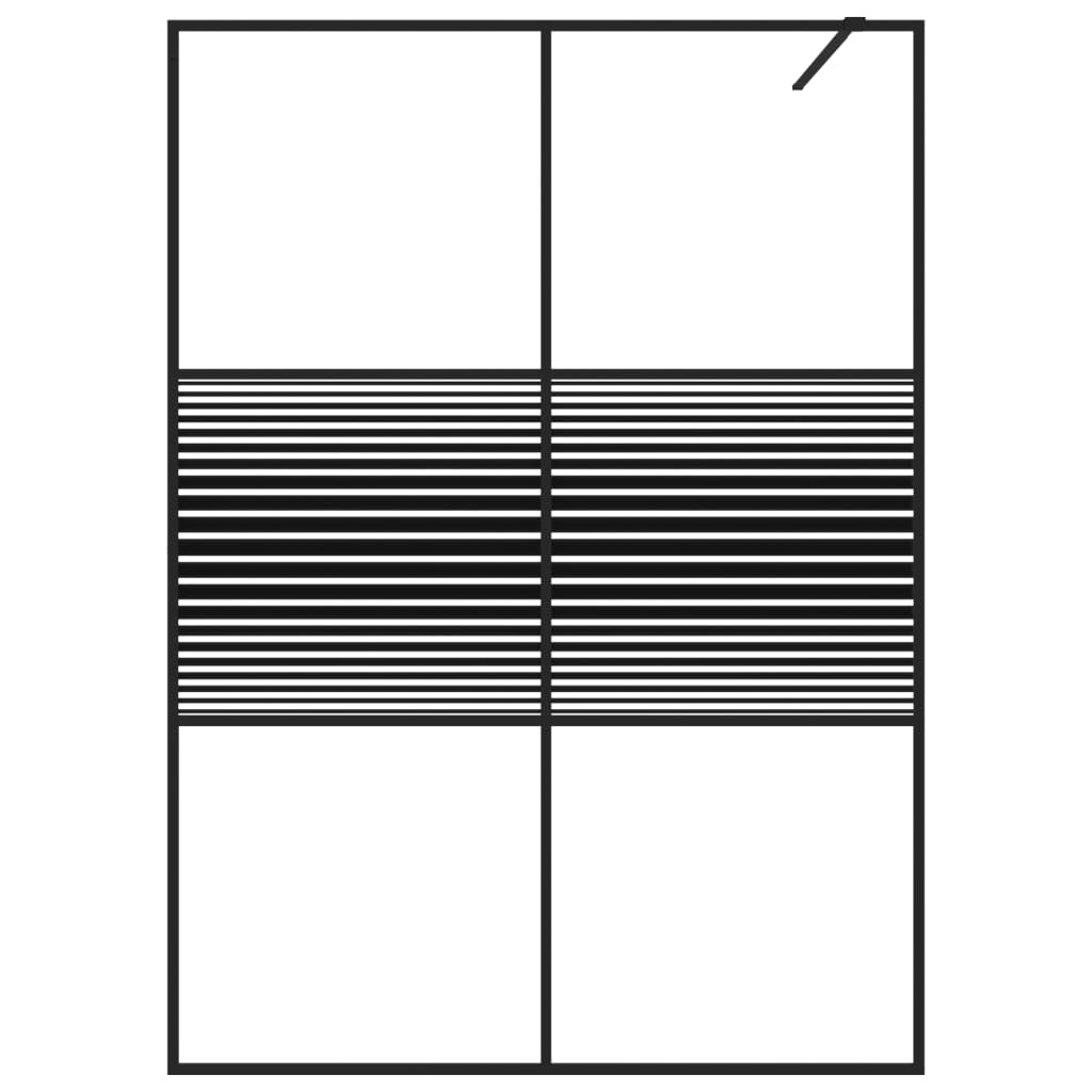 Dusjvegg svart 140x195 cm klart ESG-glass